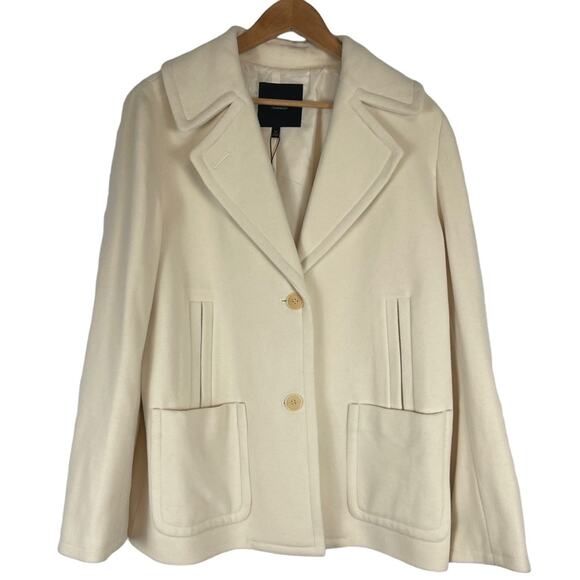 Talbots Women's Ivory Wool Blend Pea Coat Size 14 NWT - Picture 1 of 11